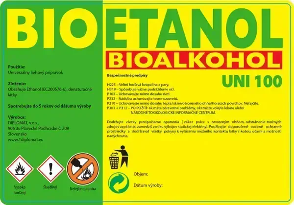 BIO ETHANOL UNI 100 Bioalkohol - biolieh 5 l