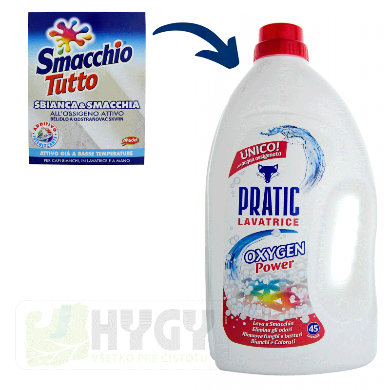 PRATIC Lavatrice 2v1 OXYGEN Power prací gél (ekv. SMACCHIO TUTTO) 2500 ml